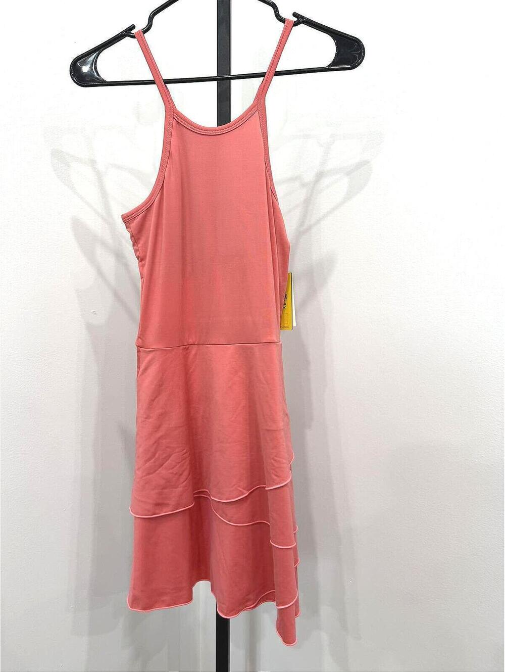 NWT EleVen Coral Pink Sleeveless Midi Dress with Tiered Skirt XS